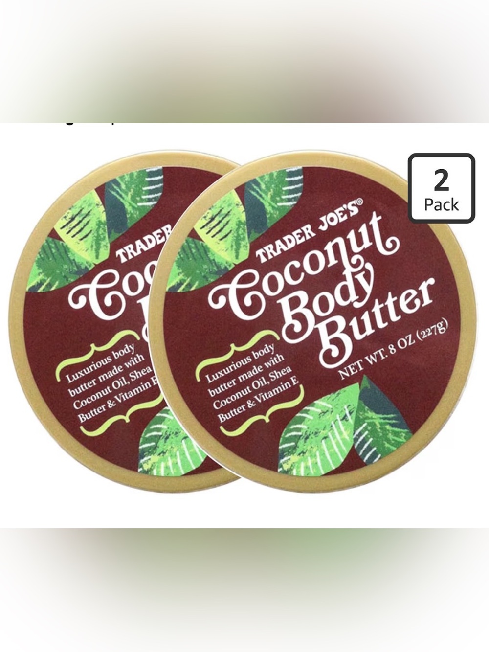 Trader Joe's Coconut Body Butter – Nourishing Cream (2 Pack)